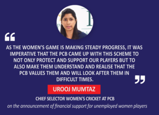 Urooj Mumtaz, Chief Selector Women's Cricket, PCB on the announcement of financial support for unemployed women players