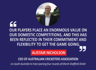 Alistair Nicholson, CEO, Australian Cricketers Association on South Australia to host opening four rounds of Marsh Sheffield Shield
