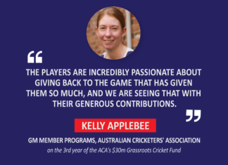 Kelly Applebee, GM Member Programs, Australian Cricketers' Association on the 3rd year of the ACA's $30m Grassroots Cricket Fund