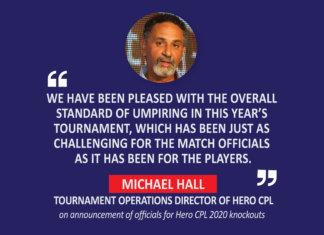 Michael Hall, Tournament Operations Director of Hero CPL on the announcement of officials for Hero CPL 2020 knockouts