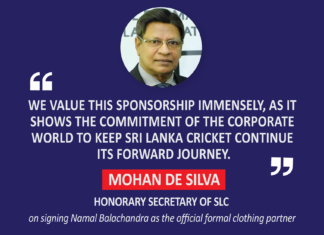 Mohan De Silva, Honorary Secretary, SLC on signing Namal Balachandra as the official formal clothing partner