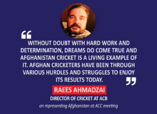 Raees Ahmadzai, Director of Cricket, ACB (on representing Afghanistan at ACC meeting)