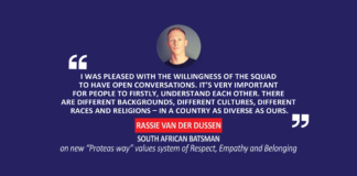 Rassie van der Dussen, South African Batsman on new “Proteas way” values system of Respect, Empathy and Belonging