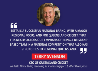 Terry Svenson, CEO, Queensland Cricket on Betta Home Living renewing its sponsorship for a further three years