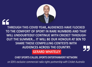 Gerard Whateley, Chief Sports Caller, Sports Entertainment Network on SEN's exclusive commercial radio rights partnership with Cricket Australia