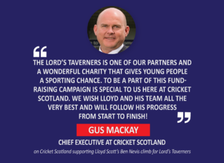 Gus Mackay, Chief Executive, Cricket Scotland on Cricket Scotland supporting Lloyd Scott’s Ben Nevis climb for Lord’s Taverners