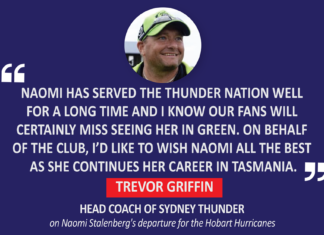 Trevor Griffin, Head Coach, Sydney Thunder on Naomi Stalenberg's departure for the Hobart Hurricanes