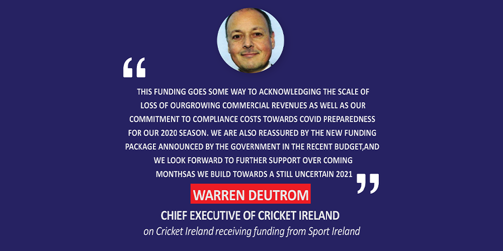 Warren Deutrom, Chief Executive of Cricket Ireland on Cricket Ireland receiving funding from Sport Ireland