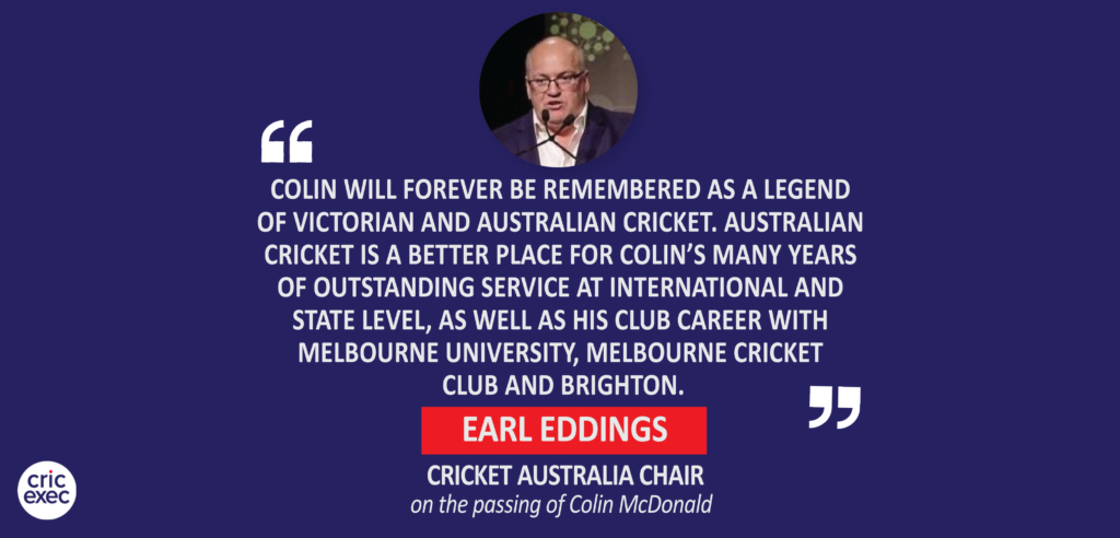 Earl Eddings, CA Chair. (on the passing of Colin McDonald)