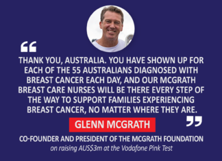 Glenn McGrath, Co-Founder and President of the McGrath Foundation on raising AUS$3m at the Vodafone Pink Test