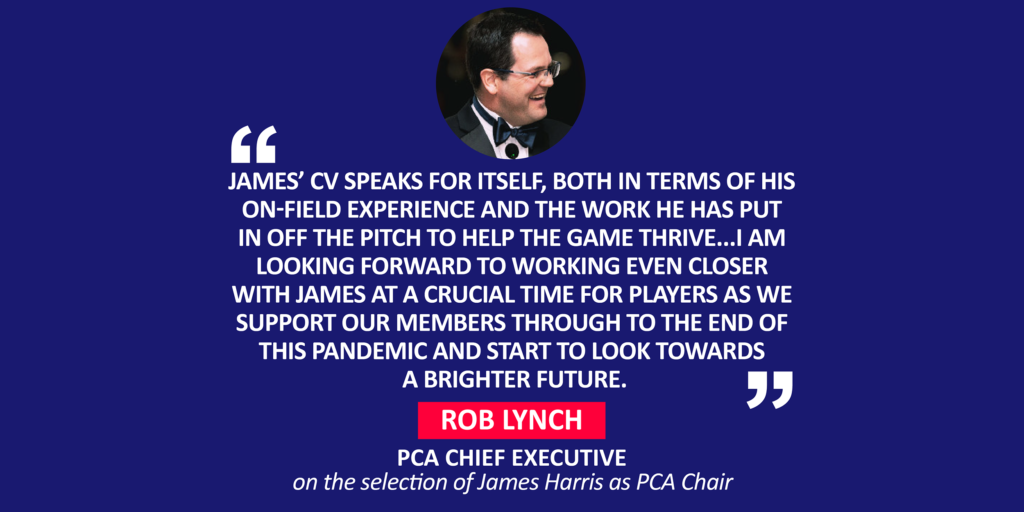 Rob Lynch, PCA Chief Executive on the selection of James Harris as PCA Chair