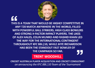 Trent Woodhill, Cricket Australia Player Acquisition and Cricket Consultant on announcing the KFC BBL|10 Team of the Tournament