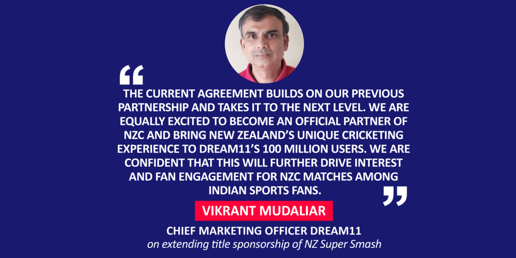 Vikrant Mudaliar, Chief Marketing Officer, Dream11 on extending title sponsorship of NZ Super Smash