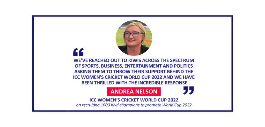 Andrea Nelson, CEO, ICC Women’s Cricket World Cup 2022 on recruiting 1000 Kiwi champions to promote World Cup 2022