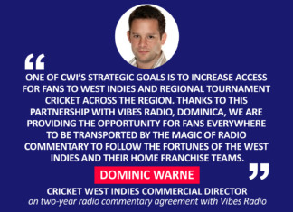 Dominic Warne, Cricket West Indies Commercial Director on two-year radio commentary agreement with Vibes Radio