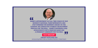 Gus Mackay, Cricket Scotland CEO announcing Mark Coles as Scotland Women's Head Coach