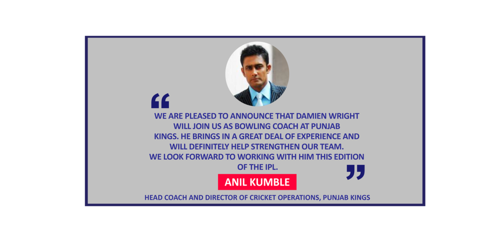 Anil Kumble, Head Coach and Director of Cricket Operations, Punjab Kings