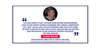 Elaine Nolan, Participation Director at Cricket Ireland on Ireland Clubs' expected gradual return to action in 2021