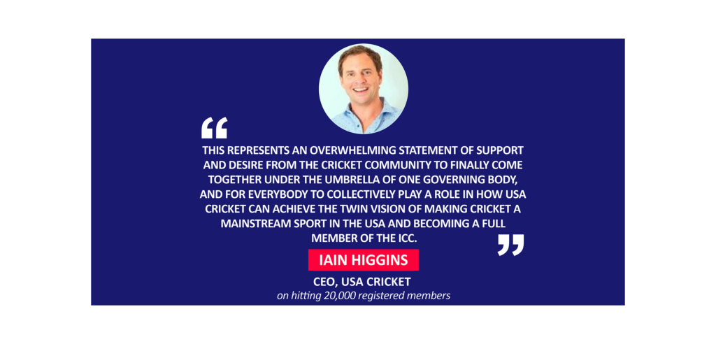 Iain Higgins, CEO, USA Cricket on hitting 20,000 registered members