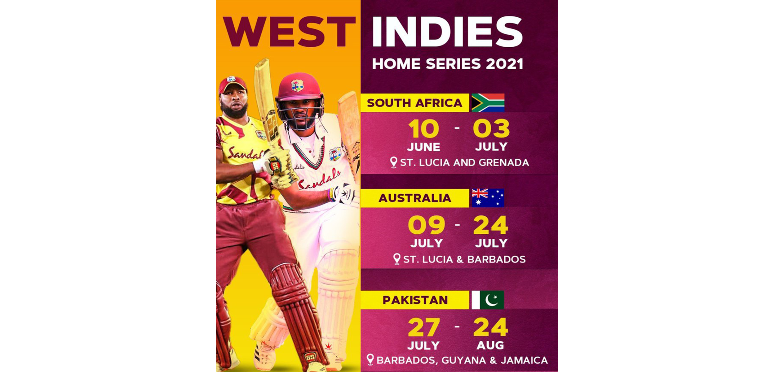 CWI confirms busy summer home schedule for West Indies Men