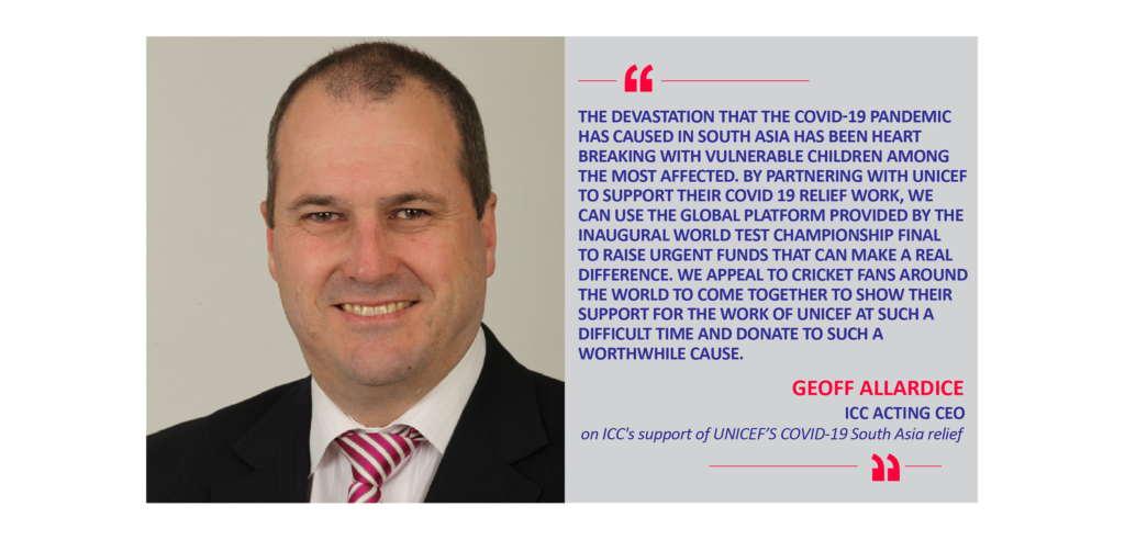 Geoff Allardice, ICC Acting CEO on ICC's support of UNICEF’S COVID-19 South Asia relief