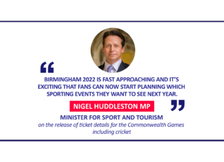 Nigel Huddleston MP, Minister for Sport and Tourism on the release of ticket details for the Commonwealth Games including cricket