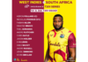 CWI: West Indies squad announced for 1st and 2nd CG Insurance T20 Internationals
