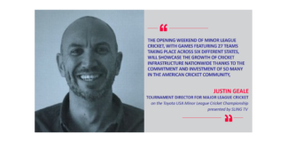 Justin Geal, Tournament Director for Major League Cricket on the Toyota USA Minor League Cricket Championship presented by SLING TV