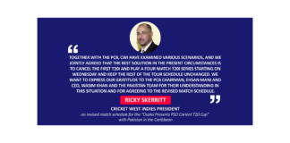 Ricky Skerritt, Cricket West Indies President on revised match schedule for the “Osaka Presents PSO Carient T20 Cup” with Pakistan in the Caribbean