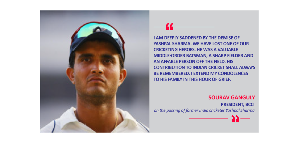 Sourav Ganguly, President, BCCI on the passing of former India cricketer Yashpal Sharma