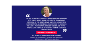 William Glenwright, ICC General Manager – Development announcing the addition of Mongolia, Switzerland and Tajikistan as new ICC Associate Members