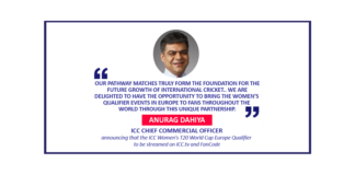 Anurag Dahiya, ICC Chief Commercial Officer announcing that the ICC Women's T20 World Cup Europe Qualifier to be streamed on ICC.tv and FanCode