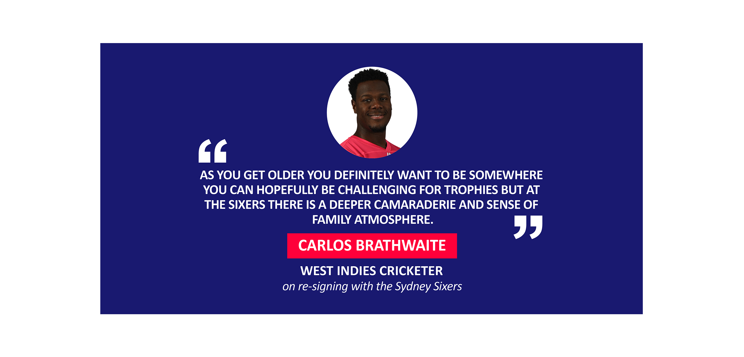 Carlos Brathwaite, West Indies Cricketer on re-signing with the Sydney Sixers