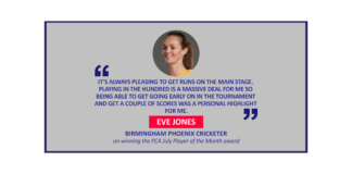 Eve Jones, Birmingham Phoenix Cricketer on winning the PCA July Player of the Month award
