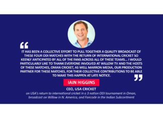 Iain Higgins, CEO, USA Cricket on USA's return to international cricket in a 3 nation ODI tournament in Oman, broadcast on Willow in N. America, and Fancode in the Indian Subcontinent