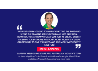 Meg Lanning, Captian, Melbourne Stars and Australian Women's team on launching Play Cricket Month with Hilton Cartwright, Elyse Villani and Glenn Maxwell through virtual class visits