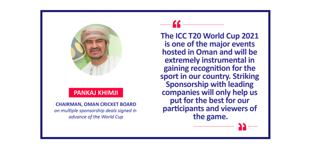 Pankaj Khimji, Chairman, Oman Cricket Board on multiple sponsorship deals signed in advance of the World Cup