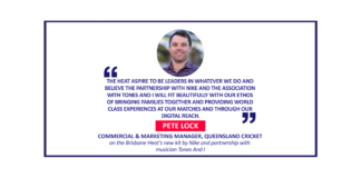 Pete Lock, Commercial & Marketing Manager, Queensland Cricket on the Brisbane Heat's new kit by Nike and partnership with musician Tones And I