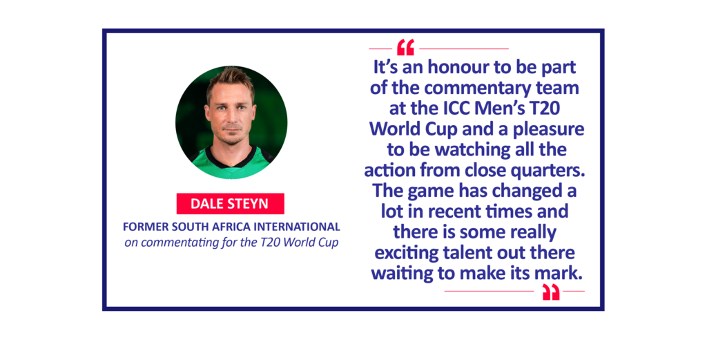 Dale Steyn, former South Africa International on commentating for the T20 World Cup