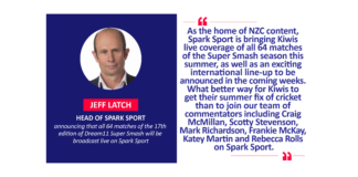 Jeff Latch, Head of Spark Sport announcing that all 64 matches of the 17th edition of Dream11 Super Smash will be broadcast live on Spark Sport