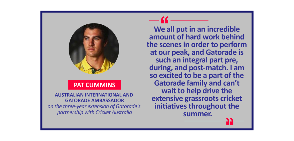 Pat Cummins, Australian International and Gatorade ambassador on the three-year extension of Gatorade's partnership with Cricket Australia