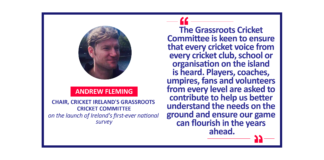 Andrew Fleming, Chair, Cricket Ireland's Grassroots Cricket Committee on the launch of Ireland's first-ever national survey