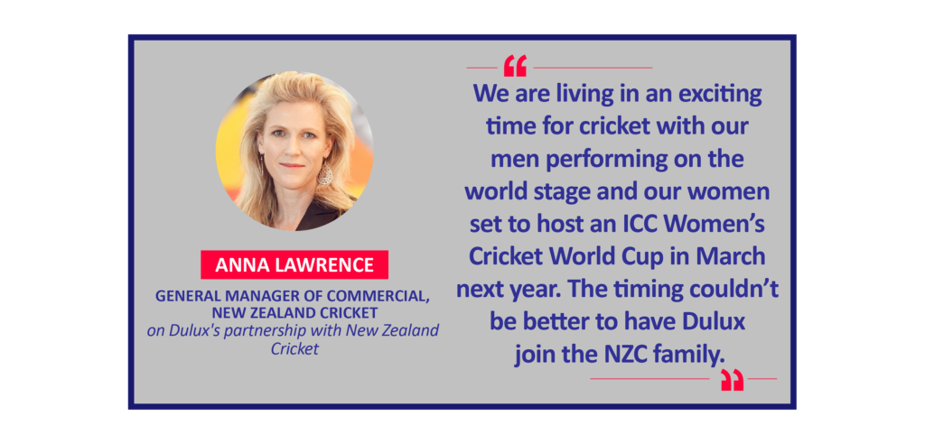 Anna Lawrence, General Manager of Commercial, New Zealand Cricket on Dulux's partnership with New Zealand Cricket