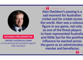 Richard Freudenstein, Cricket Australia Chair on the passing of Australian Legend Alan Davidson