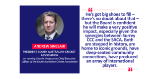 Andrew Sinclair, President, South Australian Cricket Association on naming Charlie Hodgson as Chief Executive Officer of the South Australian Cricket Association