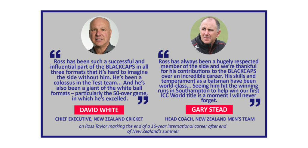 David White and Gary Stead on Ross Taylor marking the end of a 16-year international career after end of New Zealand's summer