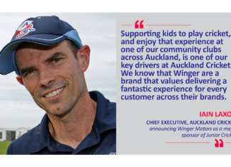 Iain Laxon, Chief Executive, Auckland Cricket announcing Winger Motors as a major sponsor of Junior Cricket