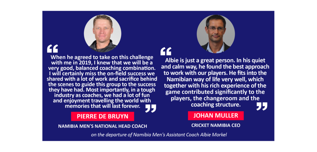 Pierre de Bruyn and Johan Muller on the departure of Namibia Men's Assistant Coach Albie Morkel