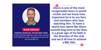 Blair Crouch, General Manager, Melbourne Stars on Glenn Maxwell signing a new 4-year contract with Melbourne Stars, prolonging his stay until the end of BBL|15