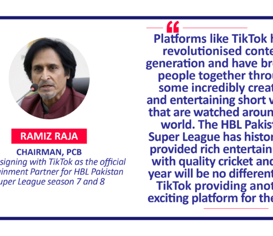 Ramiz Raja, Chairman, PCB on PCB signing with TikTok as the official Entertainment Partner for HBL Pakistan Super League season 7 and 8